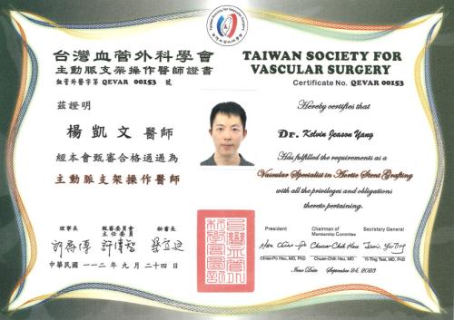 主動脈操作證書